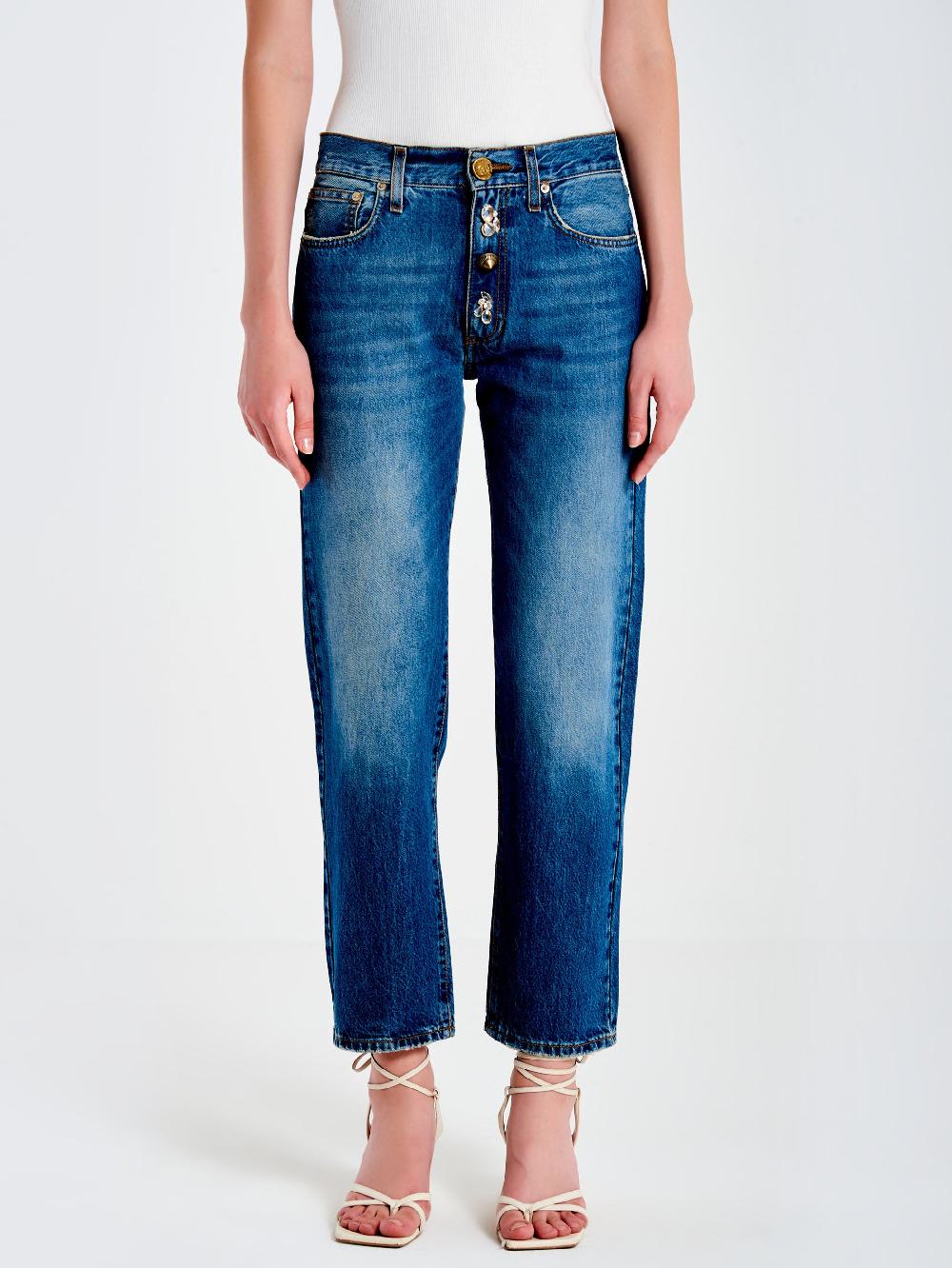 Vicolo Jeans Zoe Bottoni Gioiello BaggyBlu Qualità