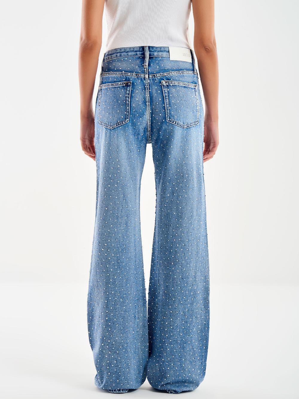 Vicolo Jeans Amber con Strass Blu In Linea