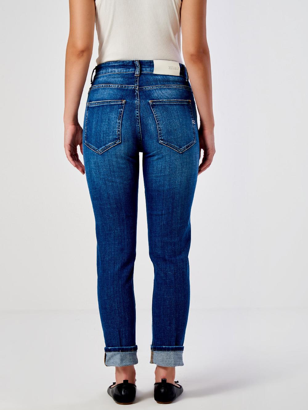 Vicolo Jeans Icon Daisy con Risvolto Blu Spedizione Gratuita