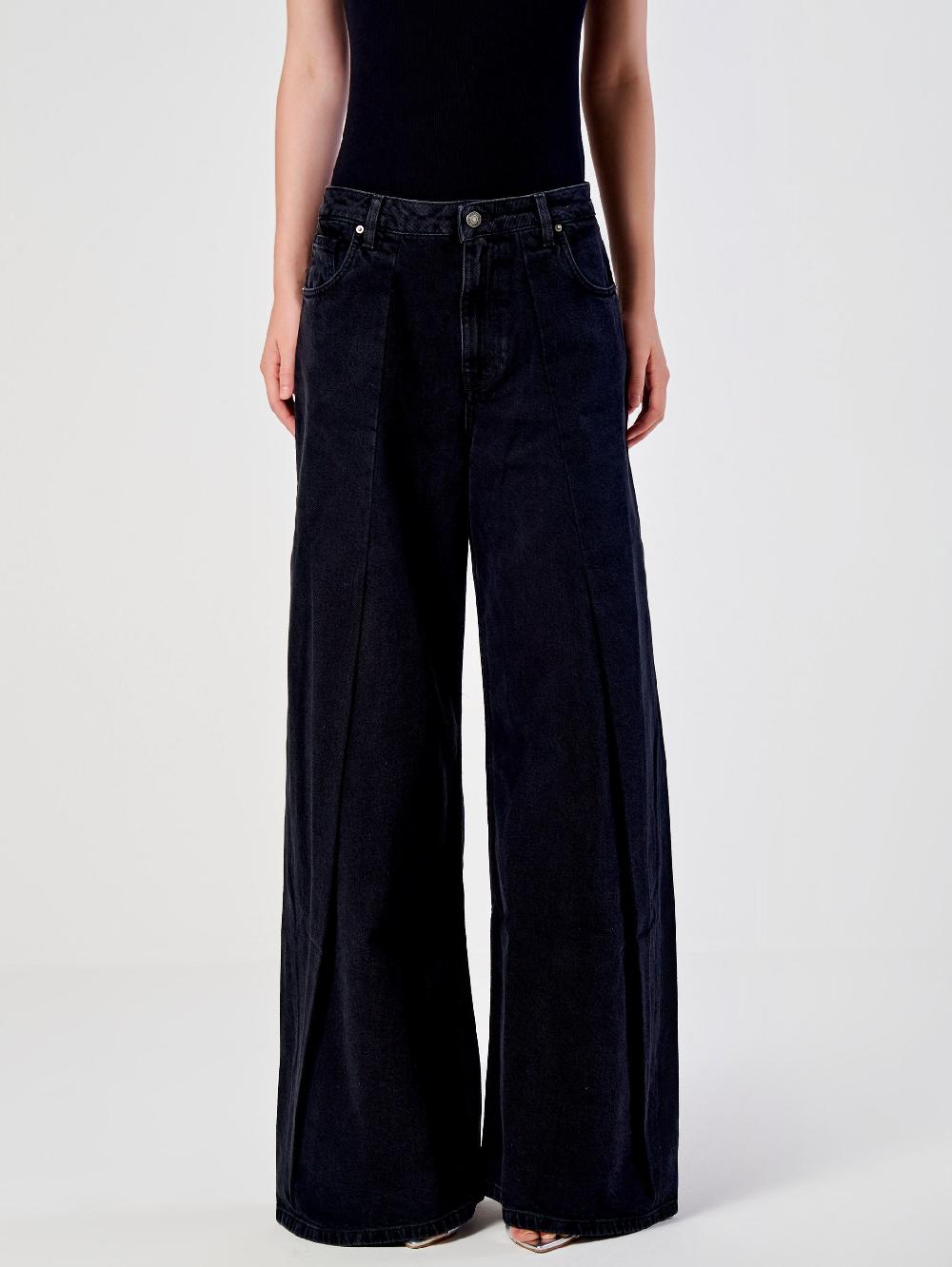 Vicolo Jeans Ampio con Pence Nero Soddisfazione Garantita