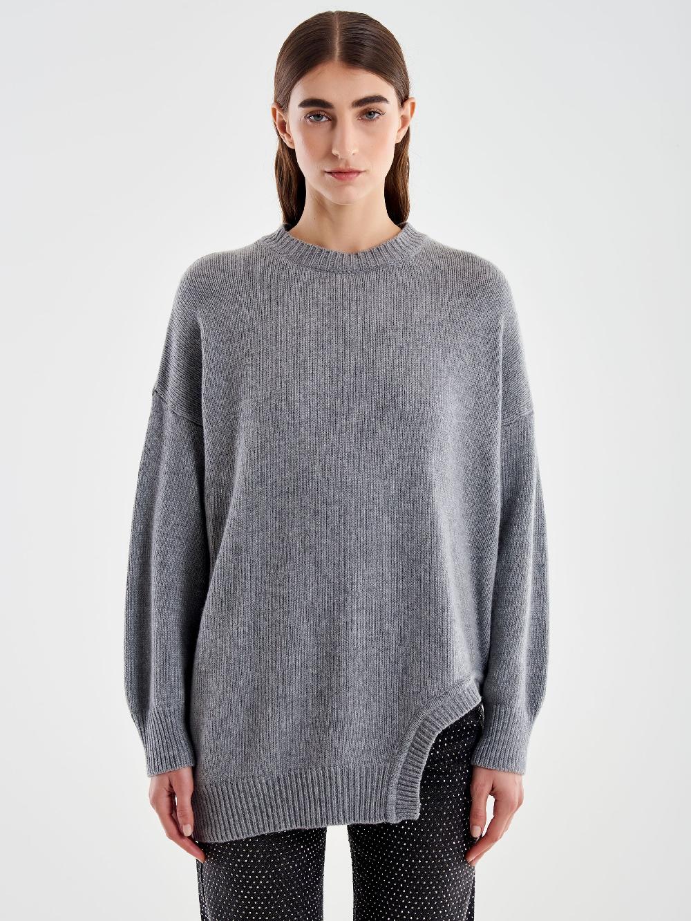 Vicolo Pull Girocollo Cut Out Grigio Convenienza