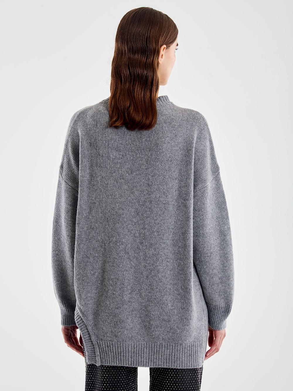 Vicolo Pull Girocollo Cut Out Grigio Convenienza