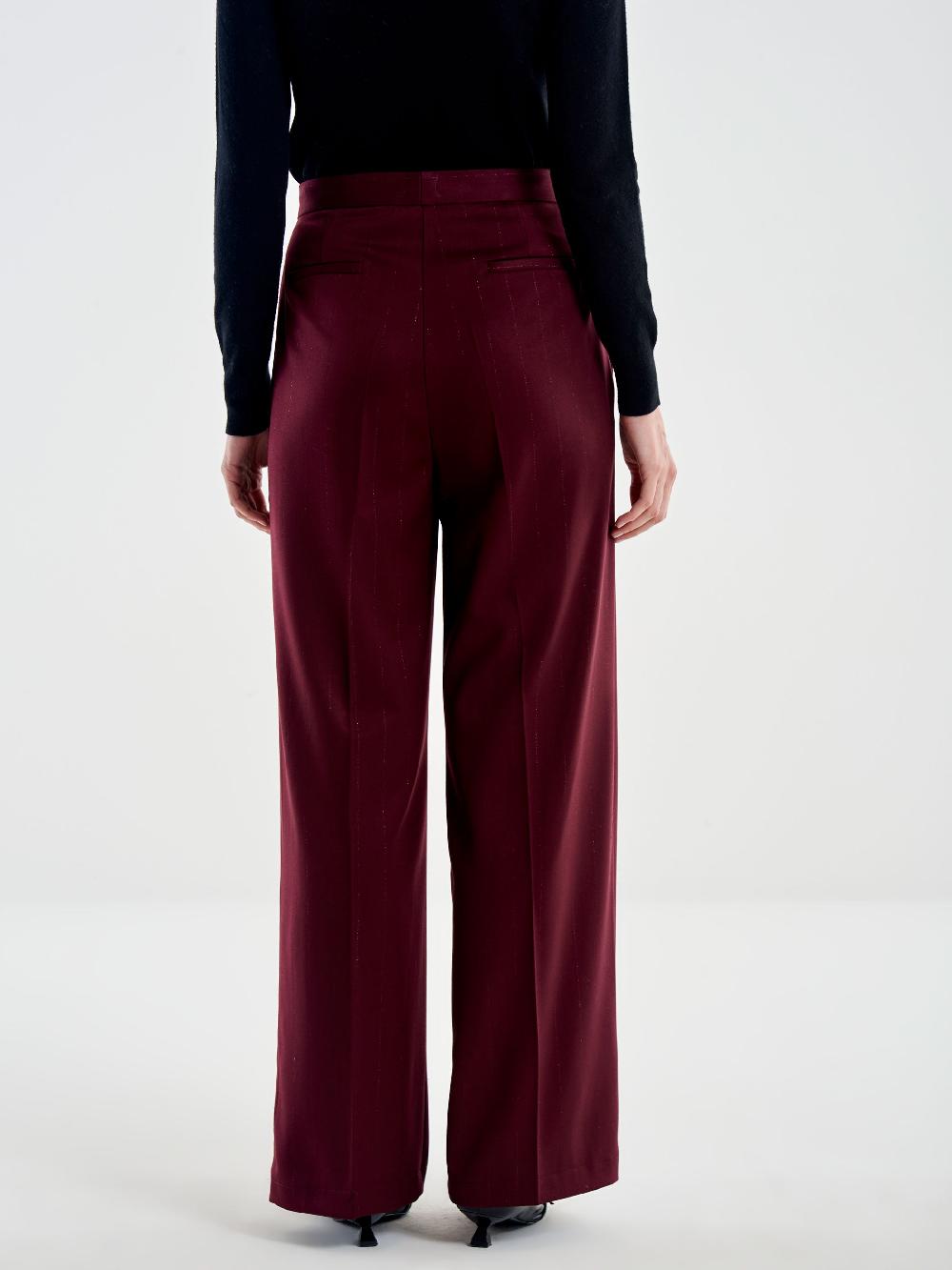 Vicolo Pantalone Ampio Gessato Lurex Bordeaux Novità