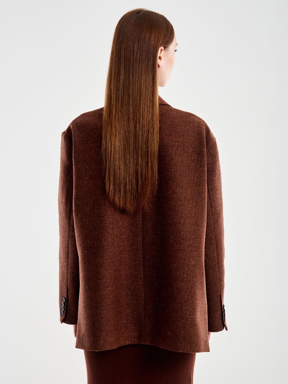 Vicolo Giacca Misto Lana Oversized Spinata Moro Offerta