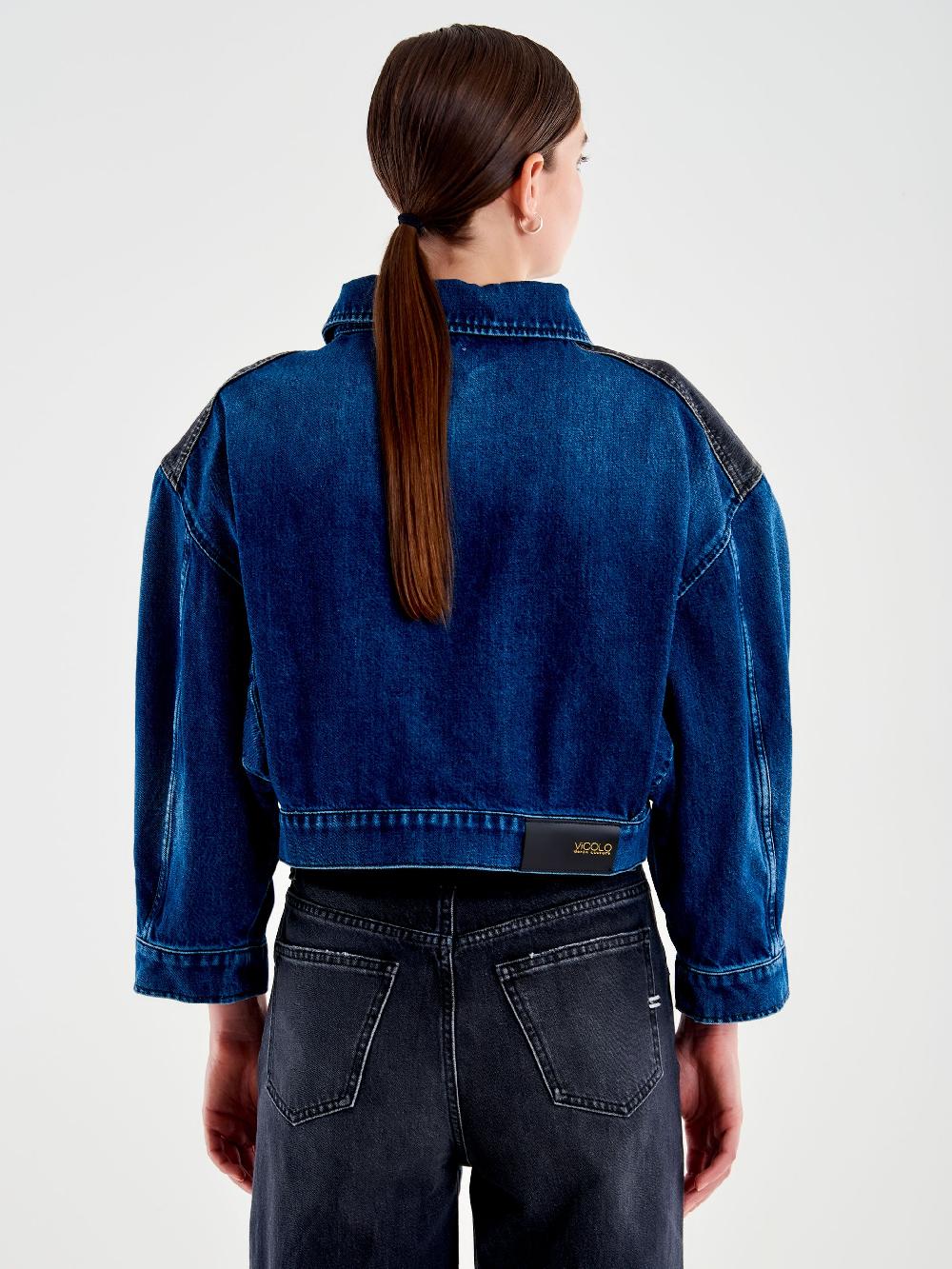 Vicolo Giubbotto In Denim Doppio Colore Blu Vendita Calda