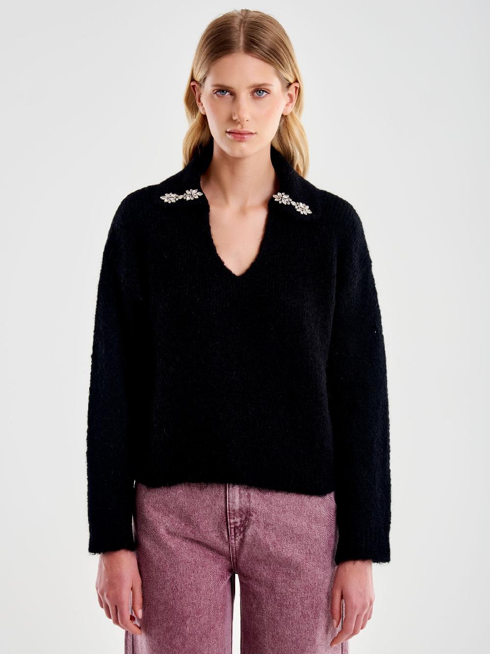 Vicolo Polo in Maglia con Cabochon Nero Soddisfazione Garantita