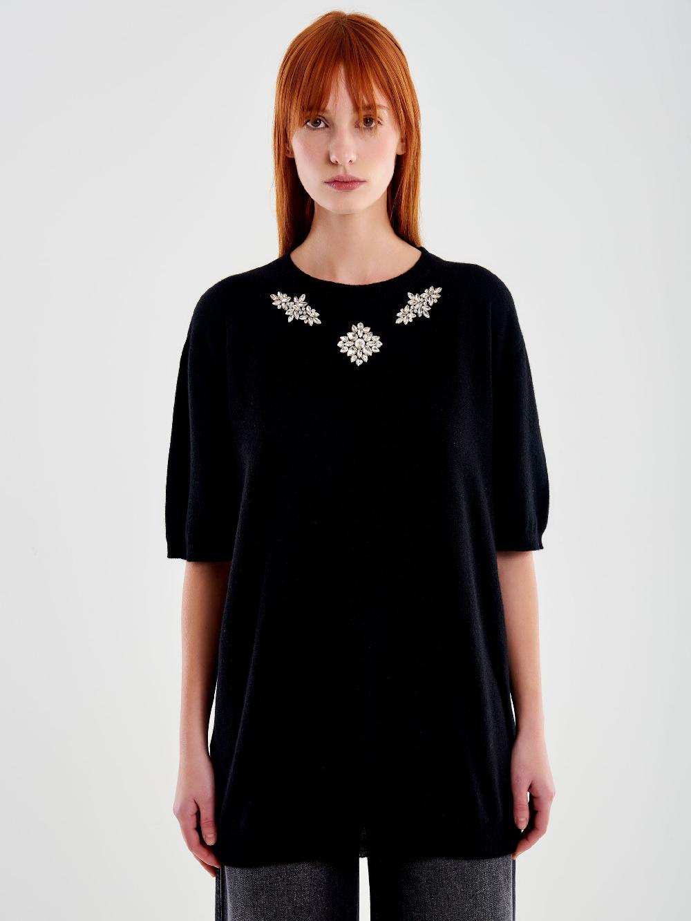 Vicolo Maxi Maglia con Cabochon Nero Fino Al -60%