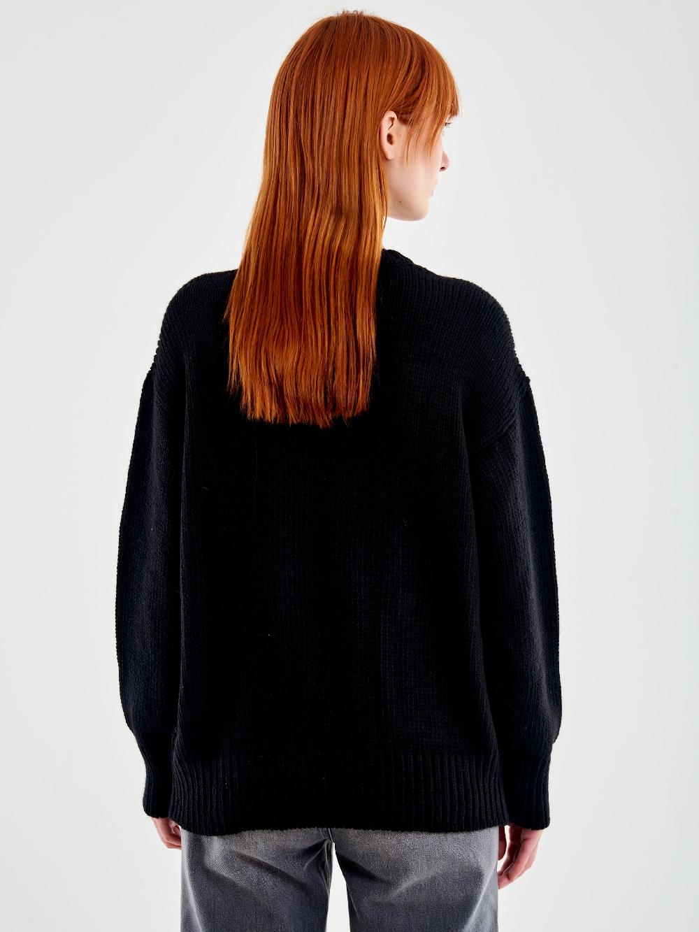 Vicolo Pull Girocollo con Cabochon Tasche Nero Shopping Online