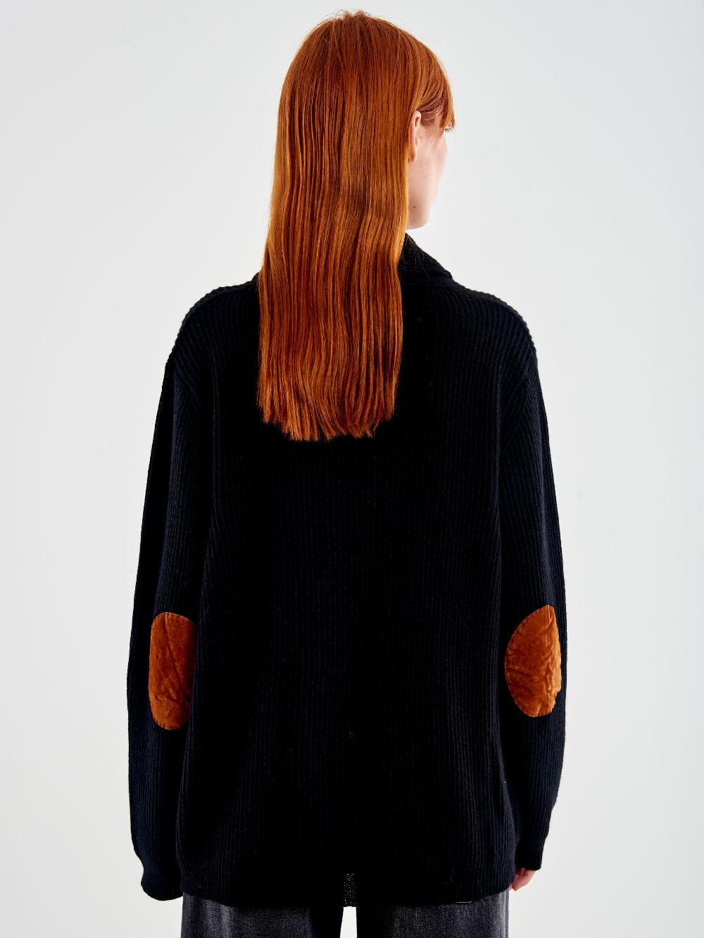 Vicolo Cardigan con Toppe Nero Affare Del Giorno