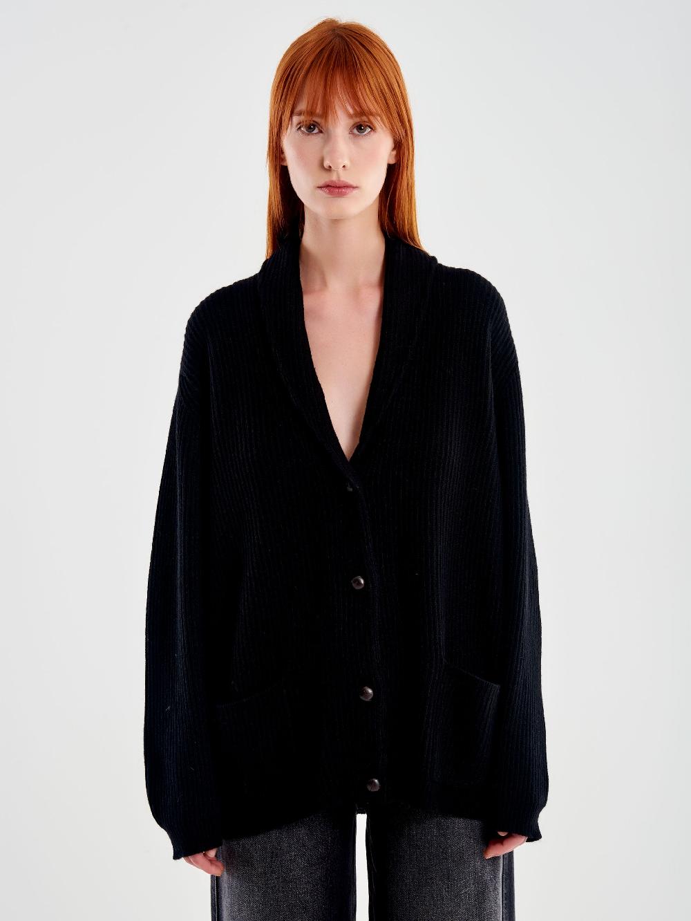 Vicolo Cardigan con Toppe Nero Affare Del Giorno