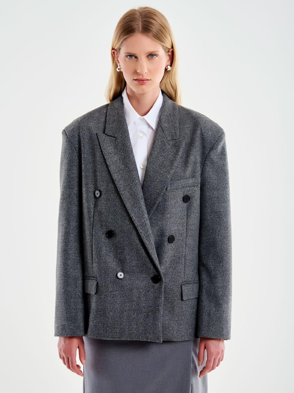 Vicolo Blazer Over Doppiopetto Spinato Grigio Convenienza