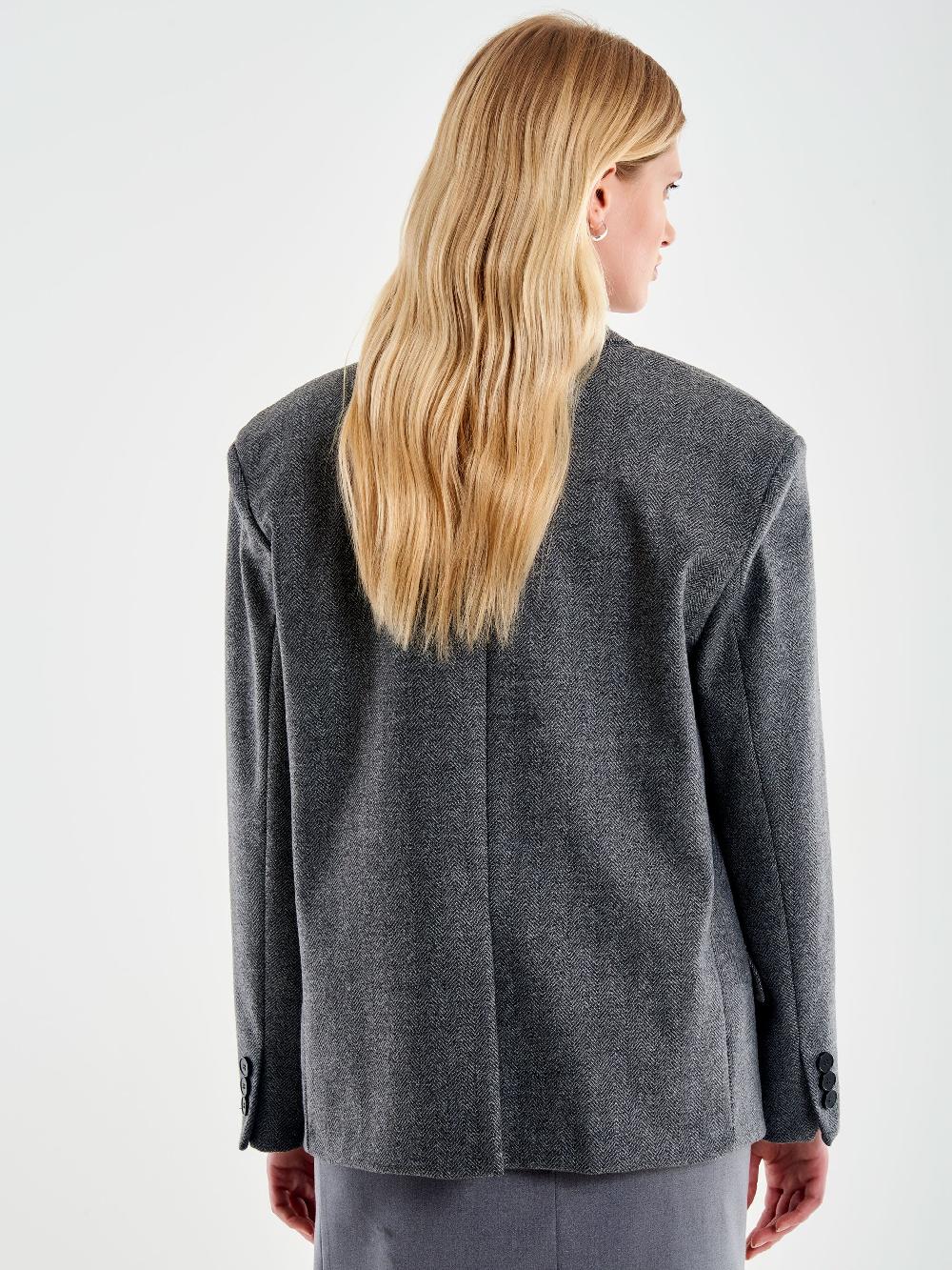 Vicolo Blazer Over Doppiopetto Spinato Grigio Convenienza