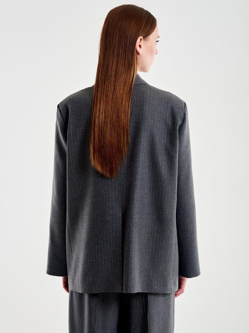 Vicolo Blazer Gessato con Banda Laterale Grigio Novità
