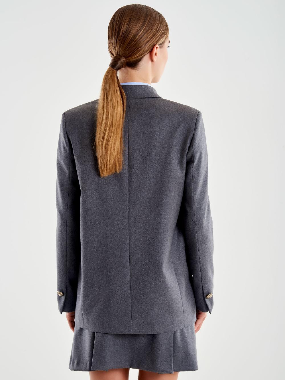 Vicolo Blazer Con Spilla Grigio Sconto