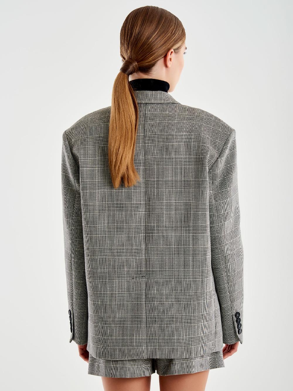 Vicolo Blazer Over Doppiopetto Principe di Galles Grigio Offerta