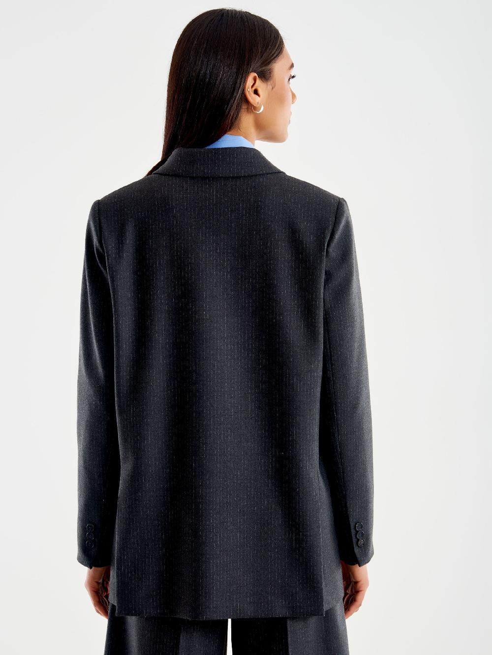Vicolo Blazer Gessato Lurex Grigio Economico