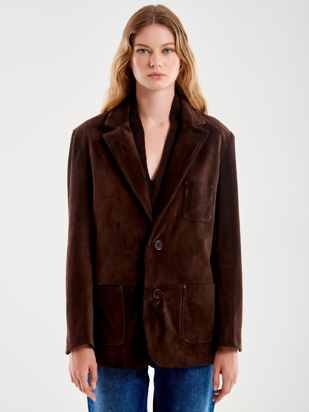 Vicolo Giacca Over in Pelle Marrone In Vendita