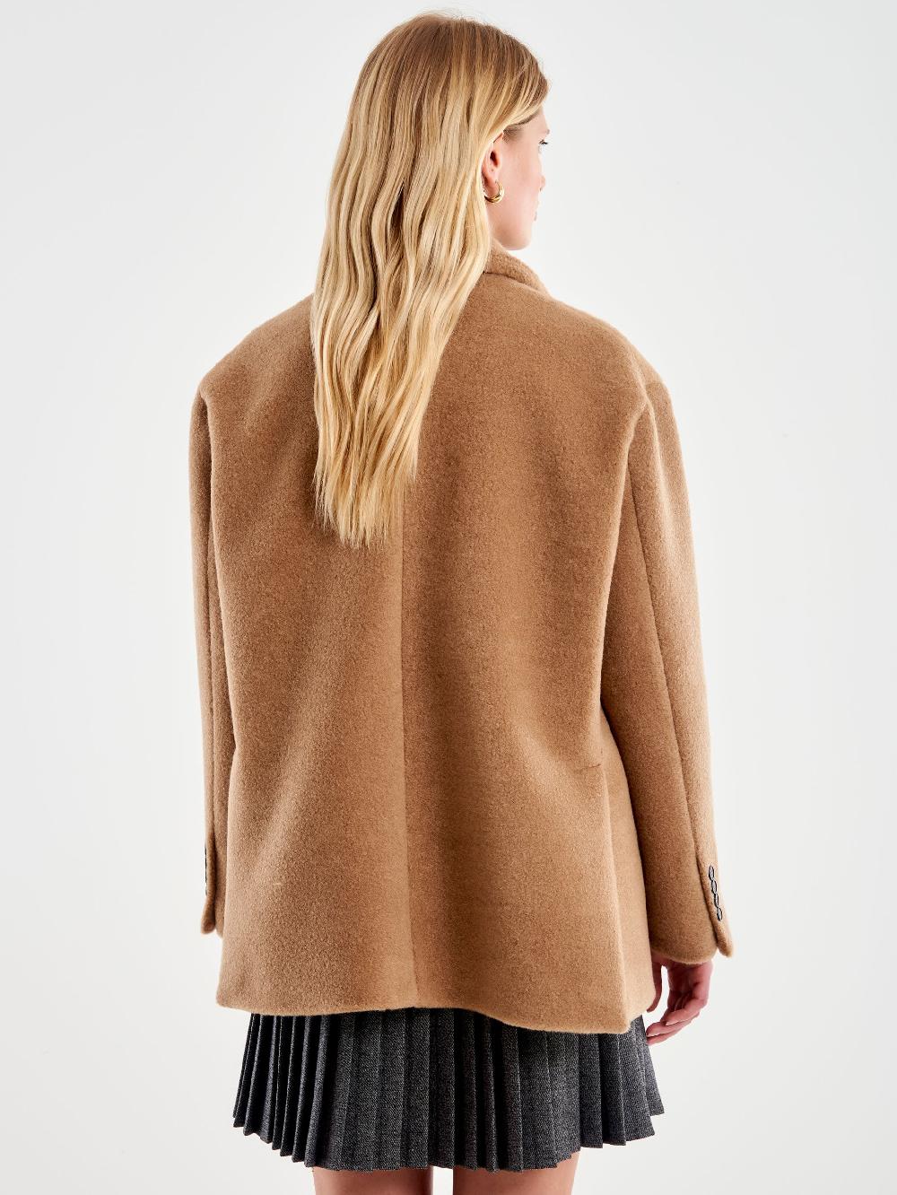 Vicolo Blazer Bouclé Oversized Cammello Saldi Di Fabbrica