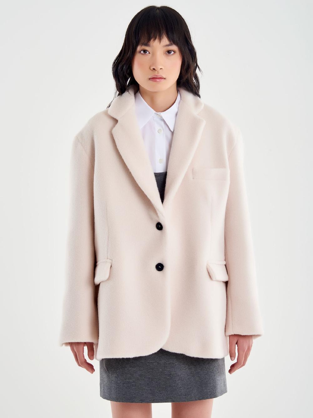 Vicolo Blazer Bouclé Oversized Bianco I Più Venduti