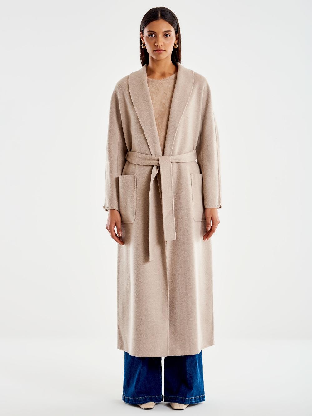 Vicolo Cappotto con Cintura Lungo Beige Nuova