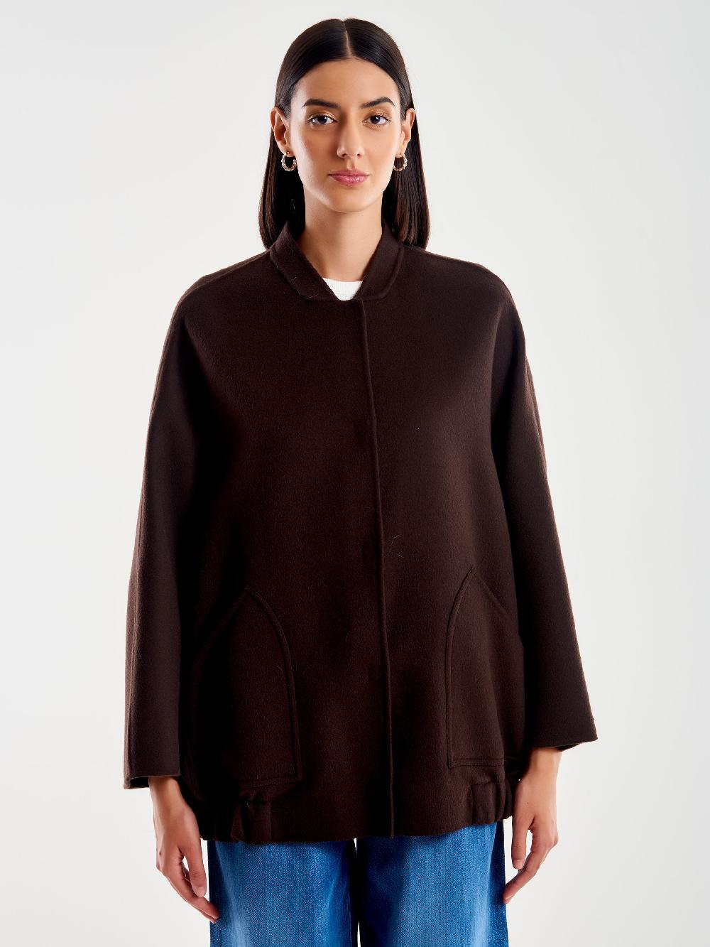 Vicolo Bomber in Misto Lana Marrone Vendita