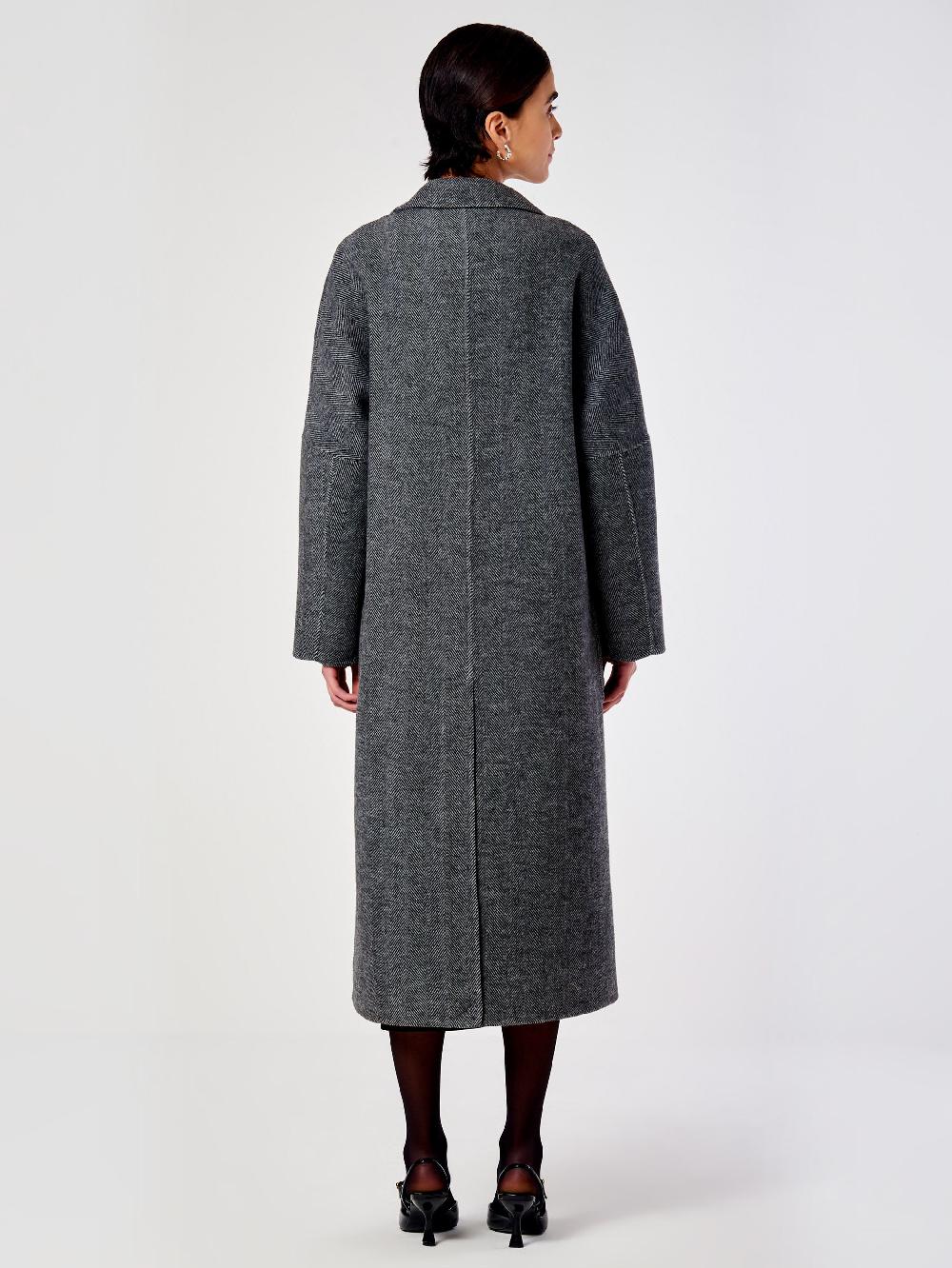 Vicolo Cappotto Doppiopetto Spinato Grigio Promozione temporanea