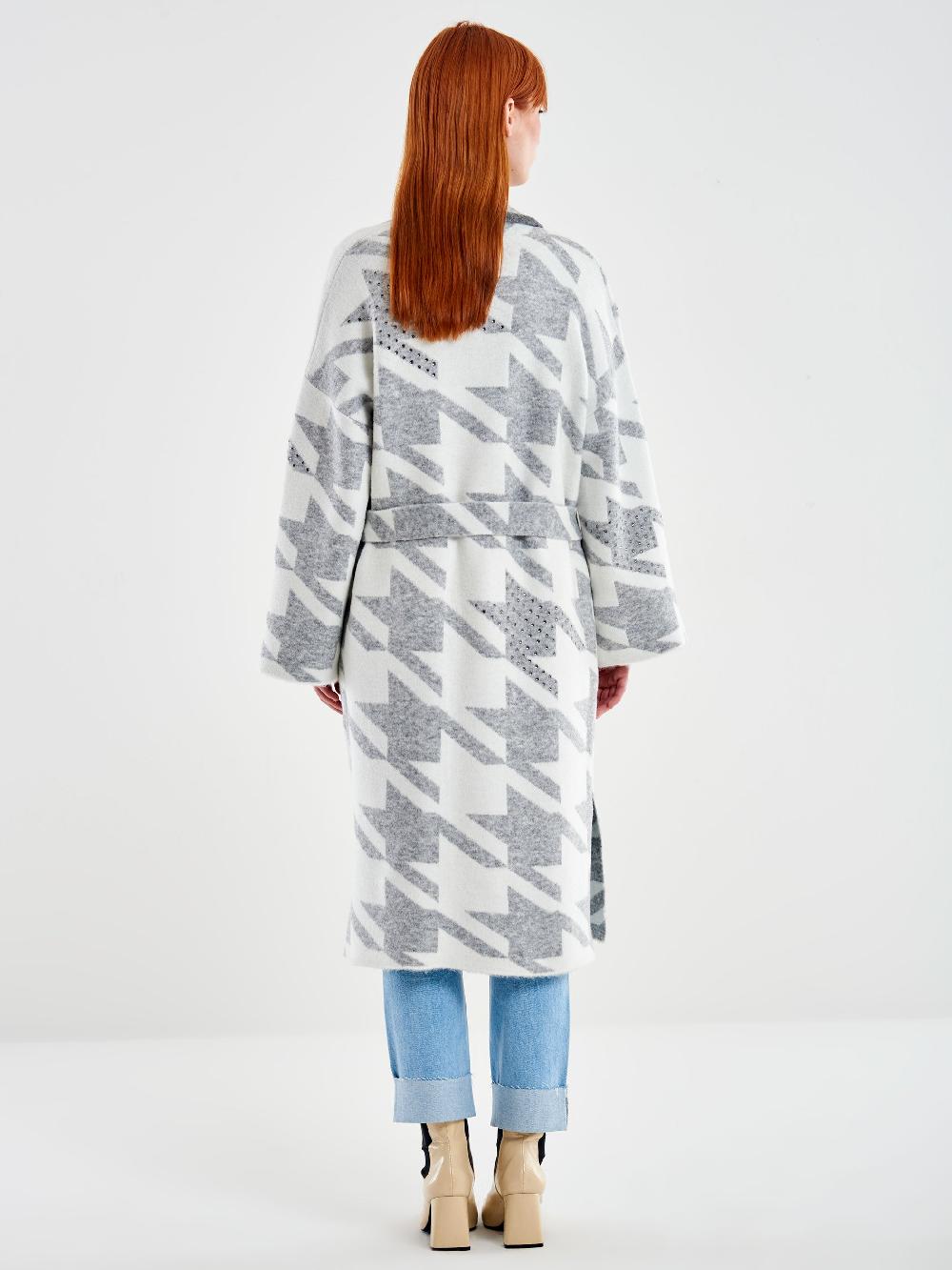 Vicolo Cappotto in Maglia Maxi Pied de Poule Grigio Pezzi Unici