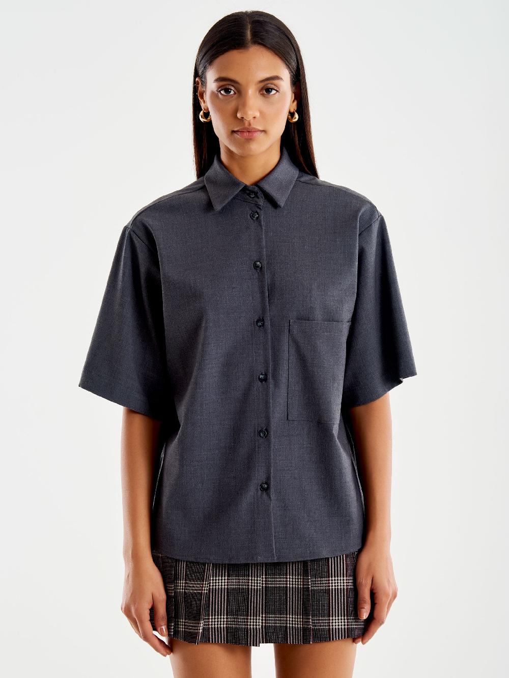 Vicolo Camicia Maniche Corte con Taschina Grigio Promozione Limitata