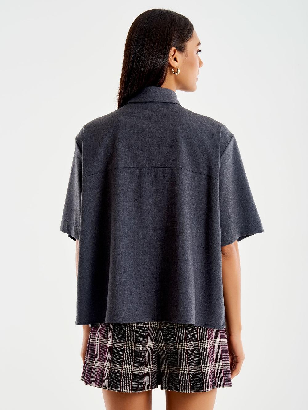 Vicolo Camicia Maniche Corte con Taschina Grigio Promozione Limitata