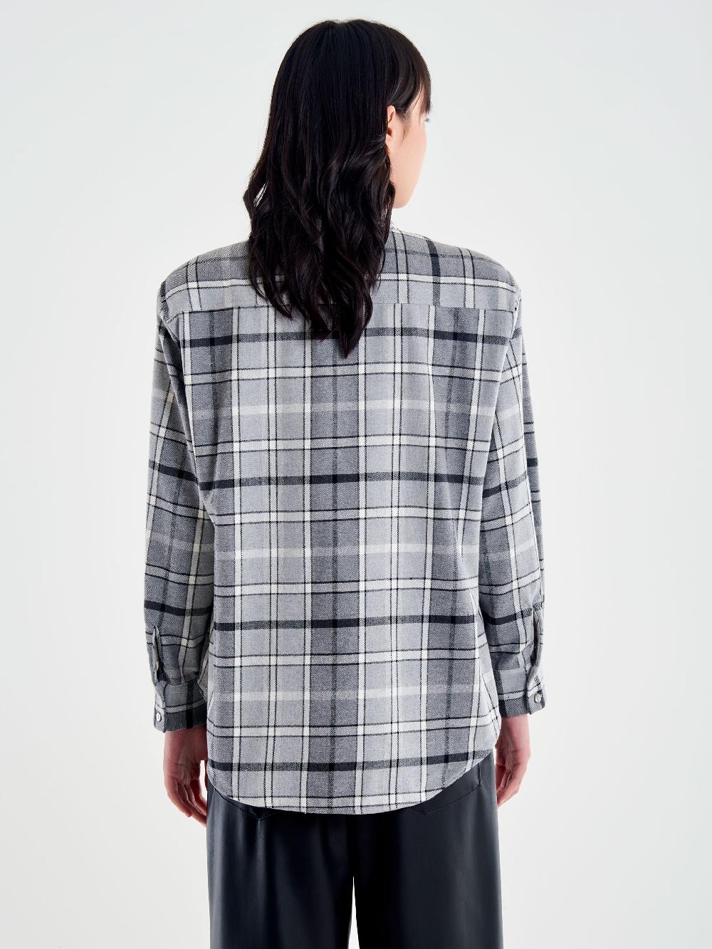 Vicolo Camicia Spalle Over Check Grigio Fino Al -60%
