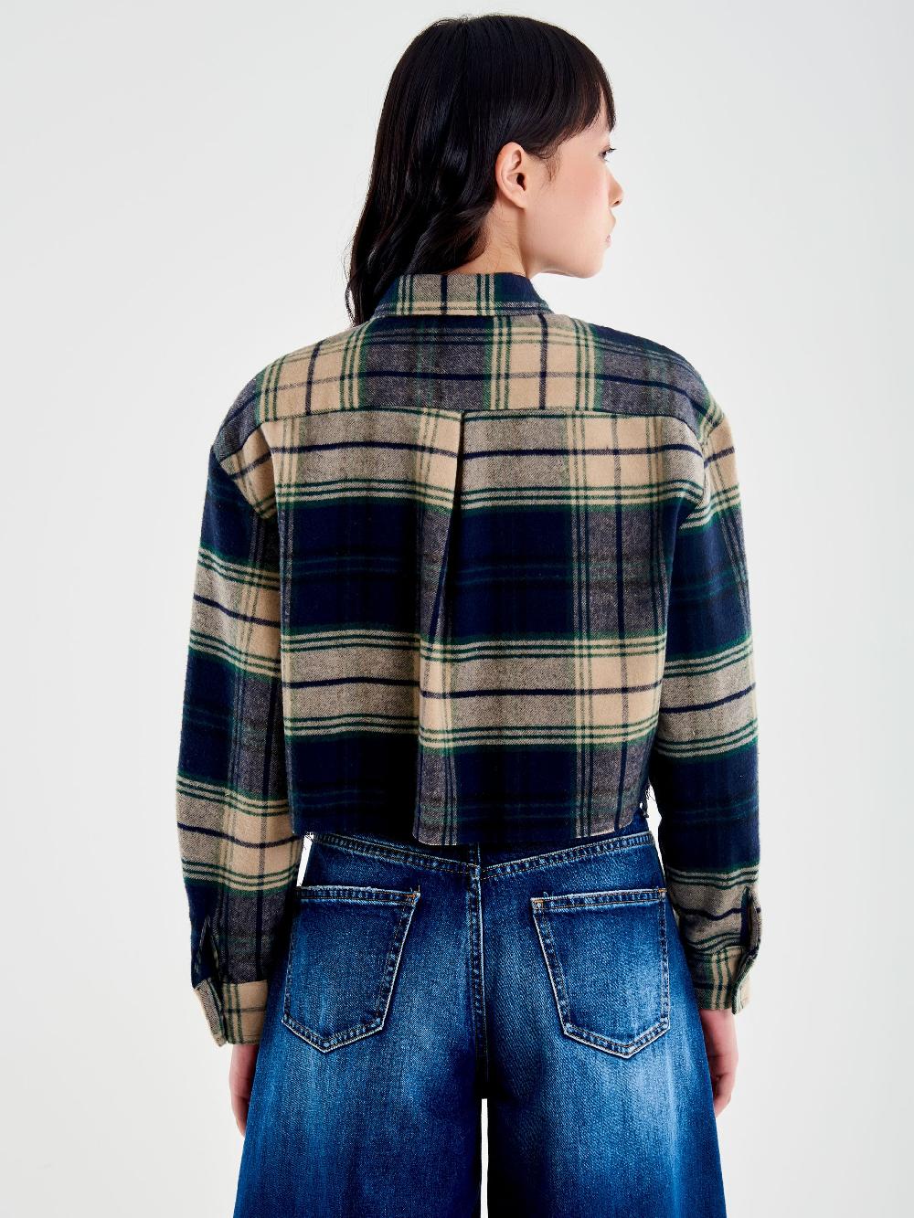 Vicolo Camicia Check Cropped Blu Affare Del Giorno