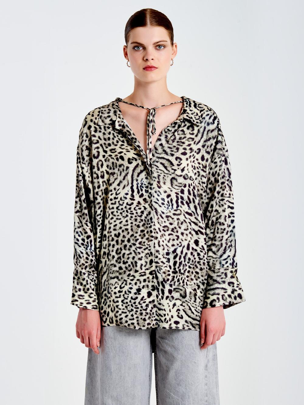 Vicolo Camicia Fantasia con Laccio Grigio Prezzo Ridotto