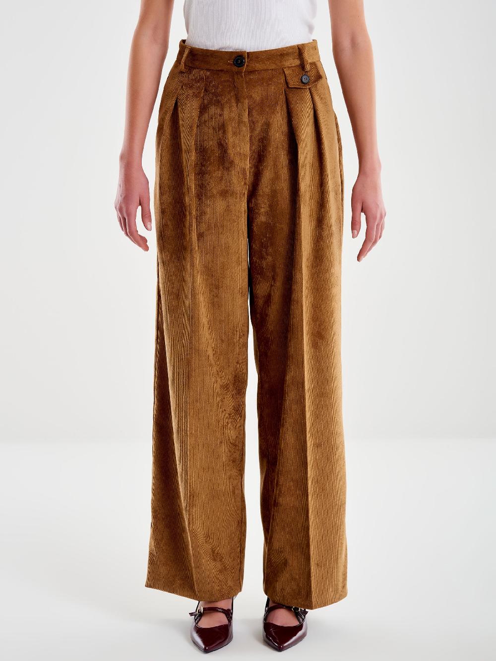 Vicolo Pantalone in Velluto a Coste Cammello Online