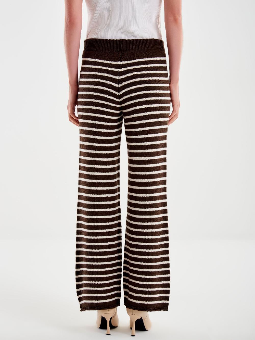 Vicolo Pantaloni in Maglia a righe Marrone Vendite Flash