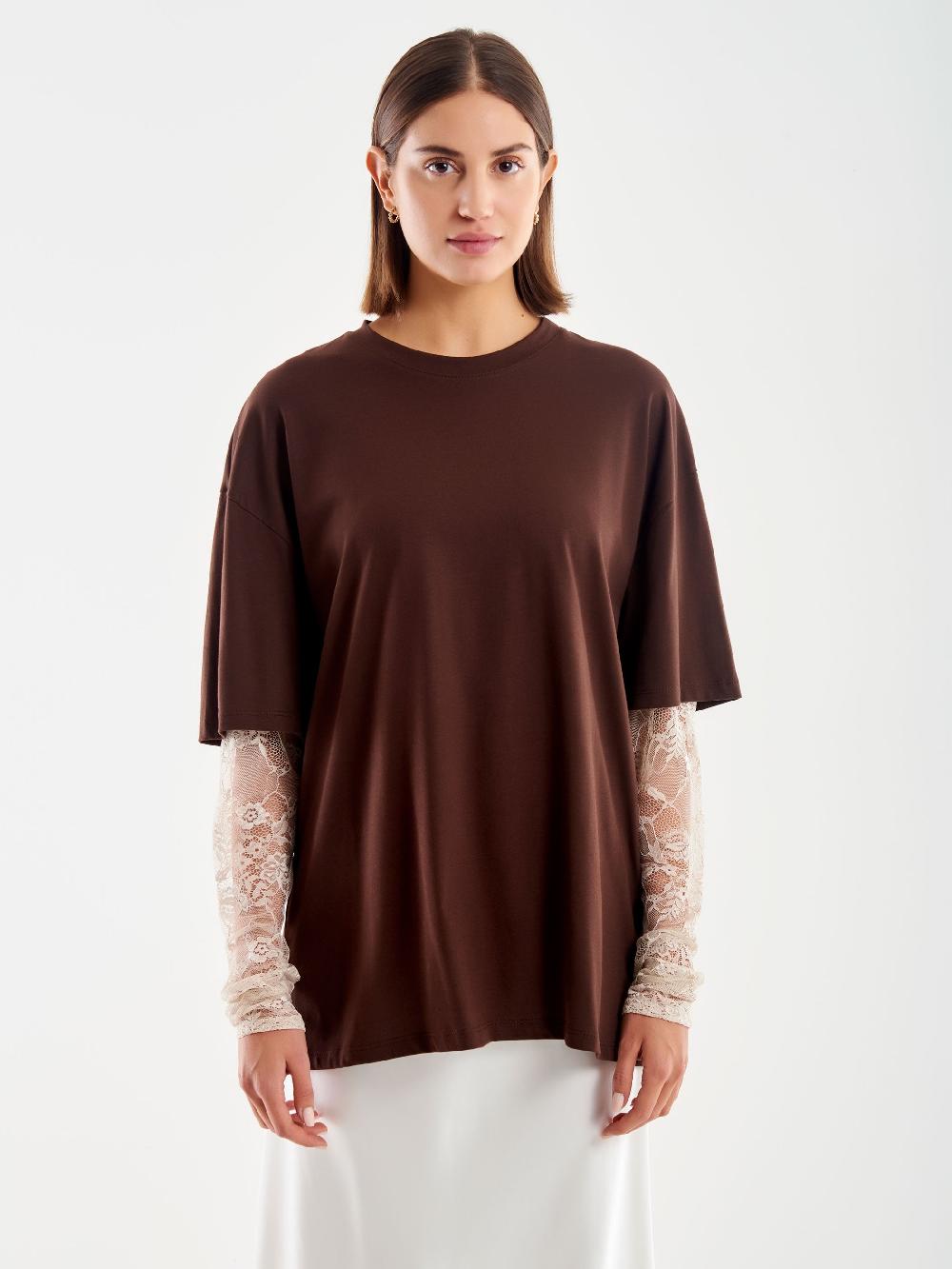 Vicolo T-Shirt Combinata Pizzo Moro Presa