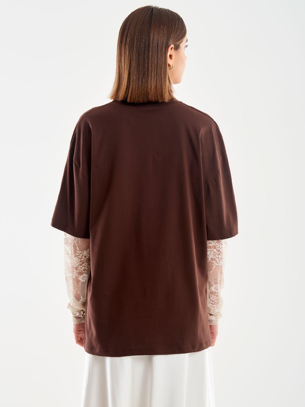 Vicolo T-Shirt Combinata Pizzo Moro Presa