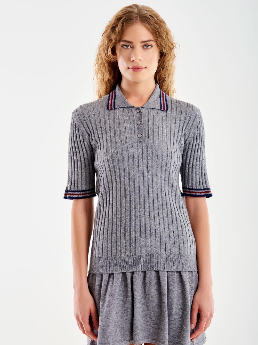 Vicolo Polo in Maglia a Coste Grigio Negozi Online