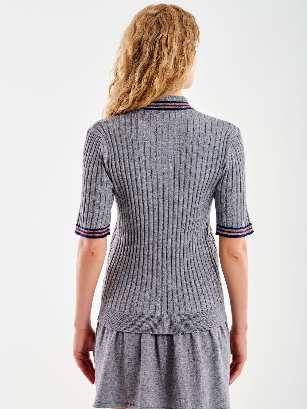Vicolo Polo in Maglia a Coste Grigio Negozi Online