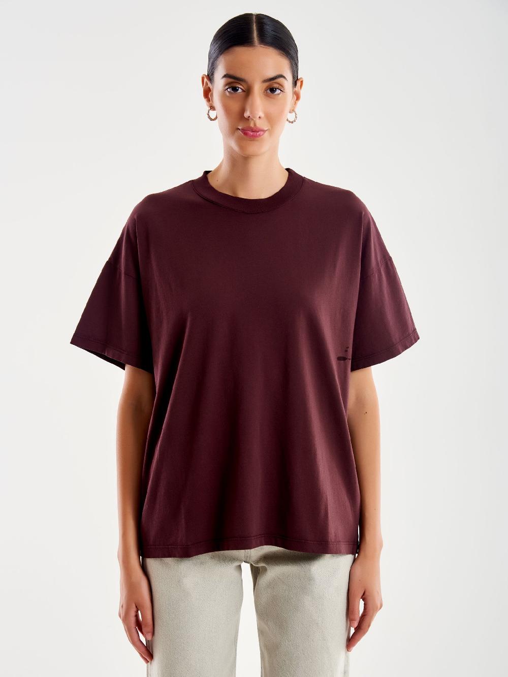 Vicolo T-Shirt Basic Over Bordeaux Acquista Ora