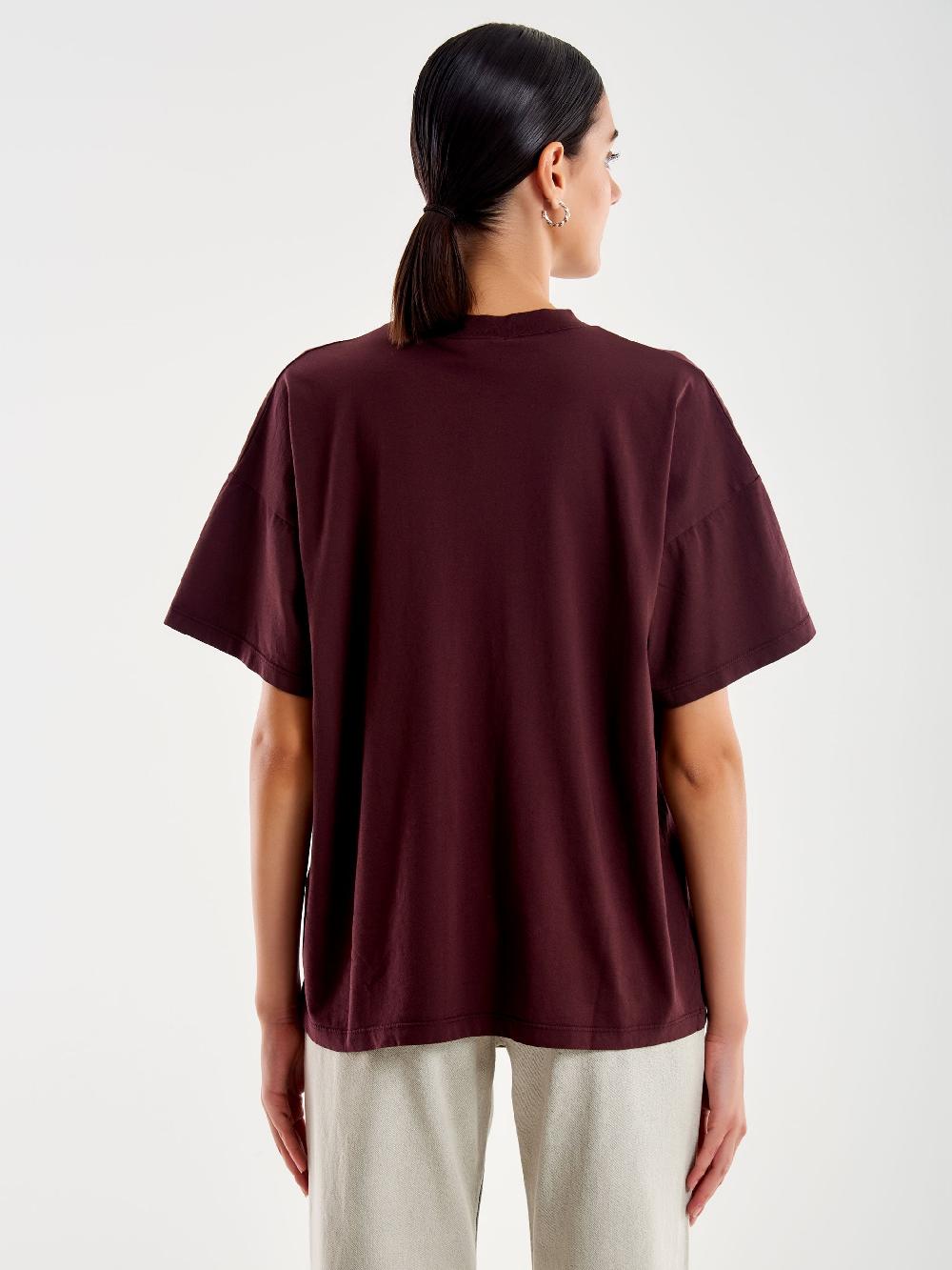 Vicolo T-Shirt Basic Over Bordeaux Acquista Ora