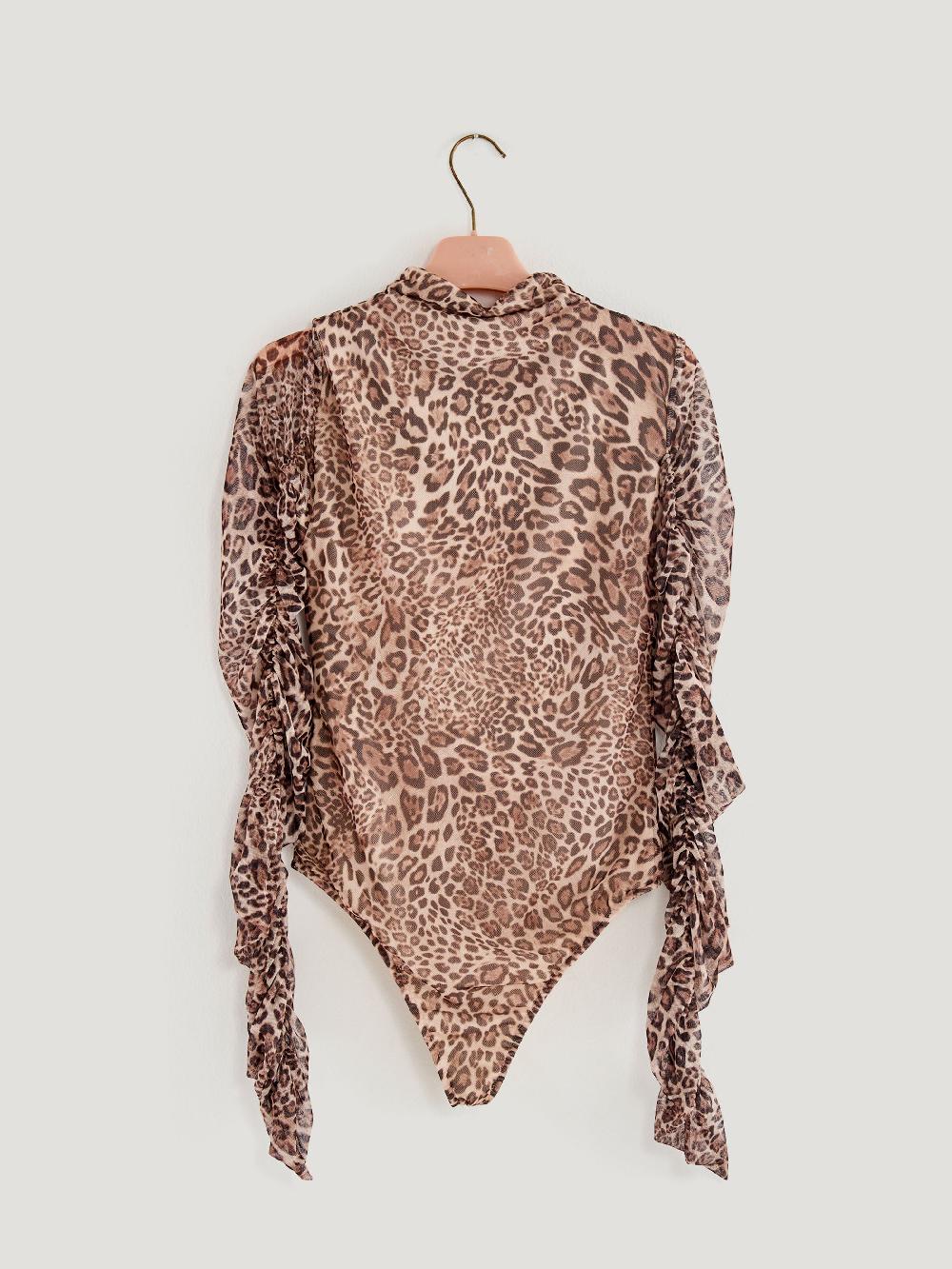 Vicolo Body con Arriccio Animalier Cammello Affare Del Giorno