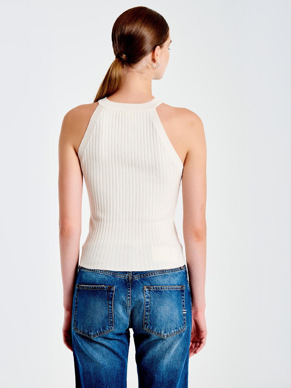 Vicolo Top in Maglia Scollo Halter Bianco Novità