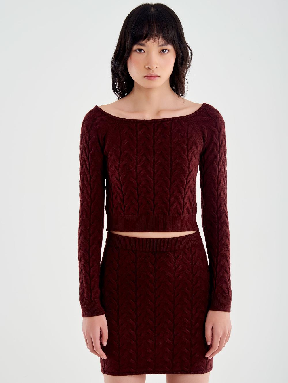 Vicolo Maglia Crop Trecce Bordeaux In Vendita