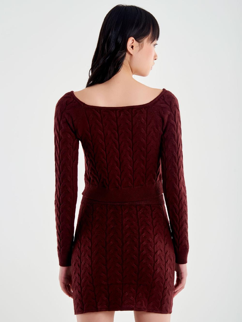 Vicolo Maglia Crop Trecce Bordeaux In Vendita