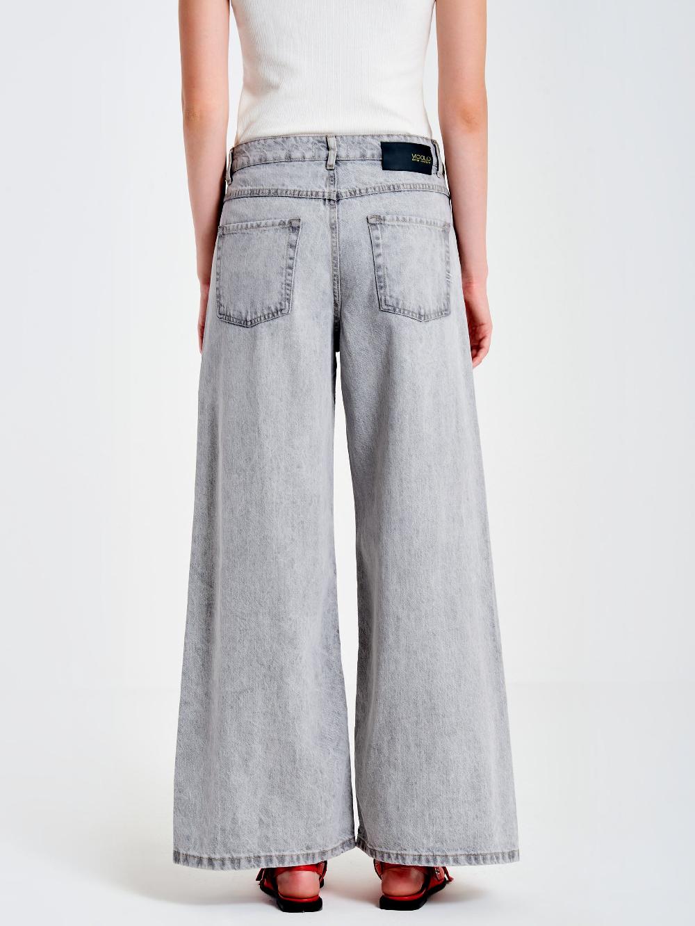 Vicolo Jeans Ampio con Cuciture LateraliGrigio Shopping Online