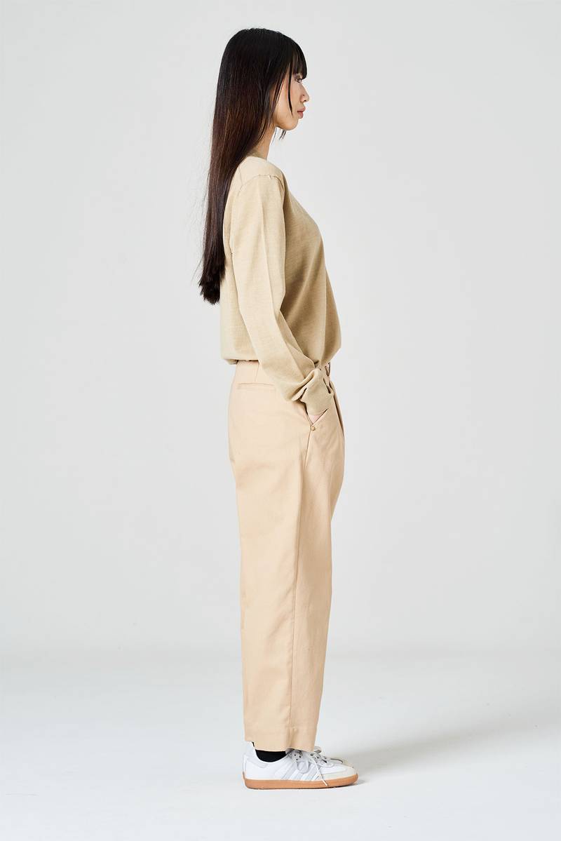 ﻿White sand Pantalone gamba dritta in bull denim di cotone Economico