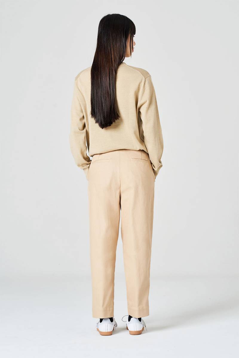 ﻿White sand Pantalone gamba dritta in bull denim di cotone Economico