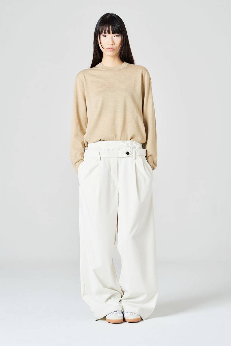 White sand Pantalone palazzo con doppia vita alta Online