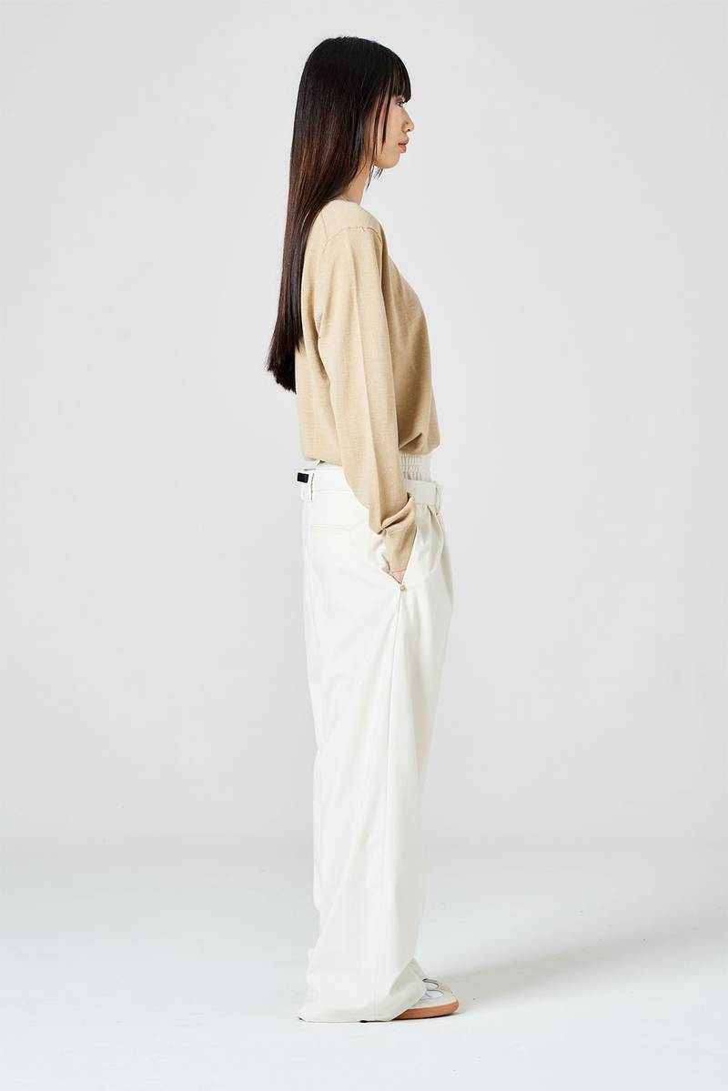 White sand Pantalone palazzo con doppia vita alta Online