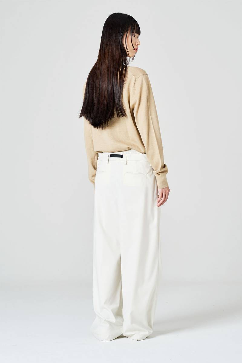 White sand Pantalone palazzo con doppia vita alta Online